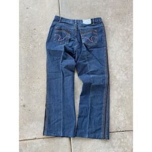 Vintage Mekeyler Jeans Womens 31x27 2L Blue High Rise Straight Floral Embroidere